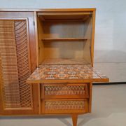 Meubles multifonctions en bois et rotin années 60