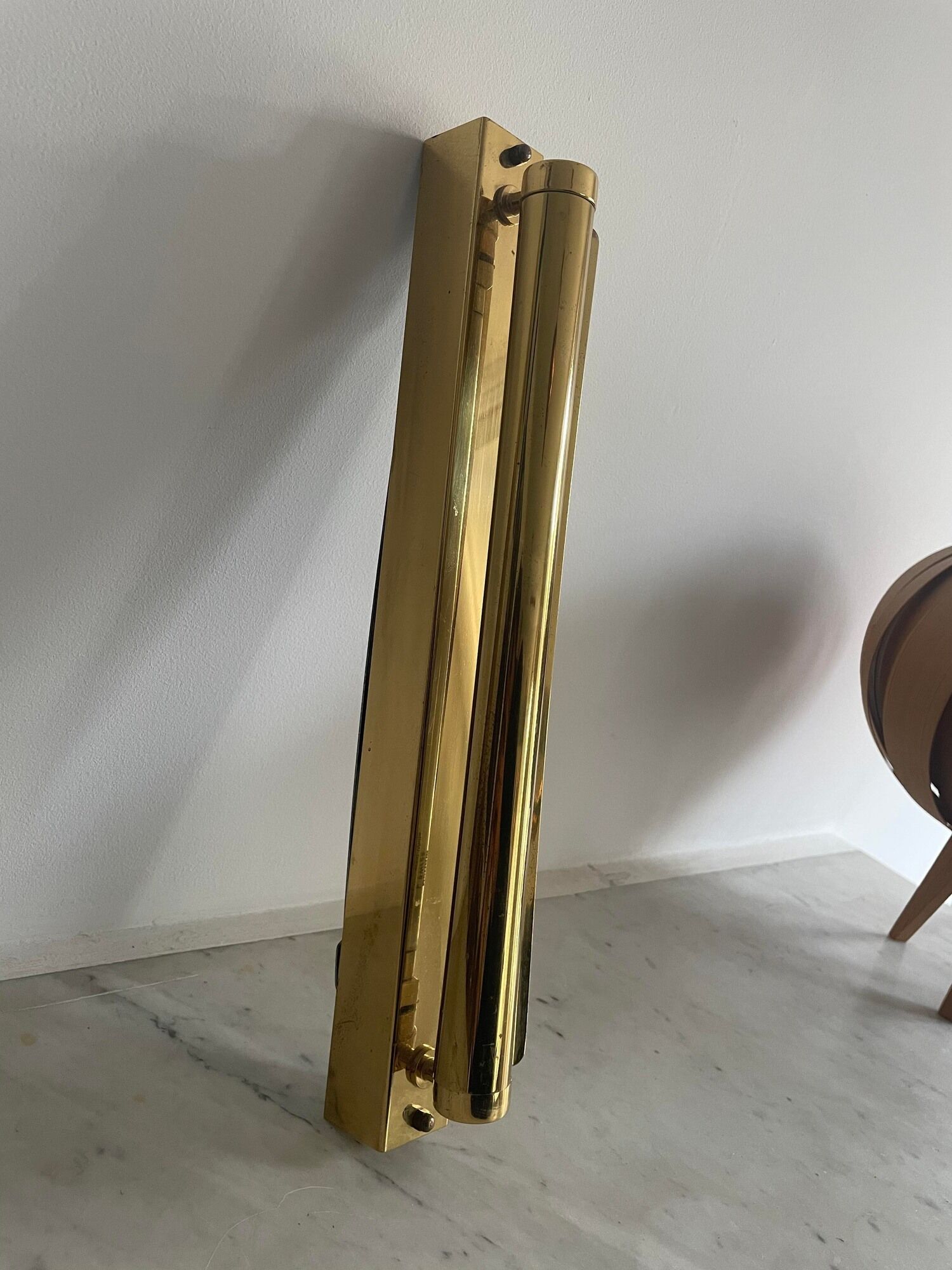 Vintage adjustable matt golden brass wall lamp, CVL, France 1980