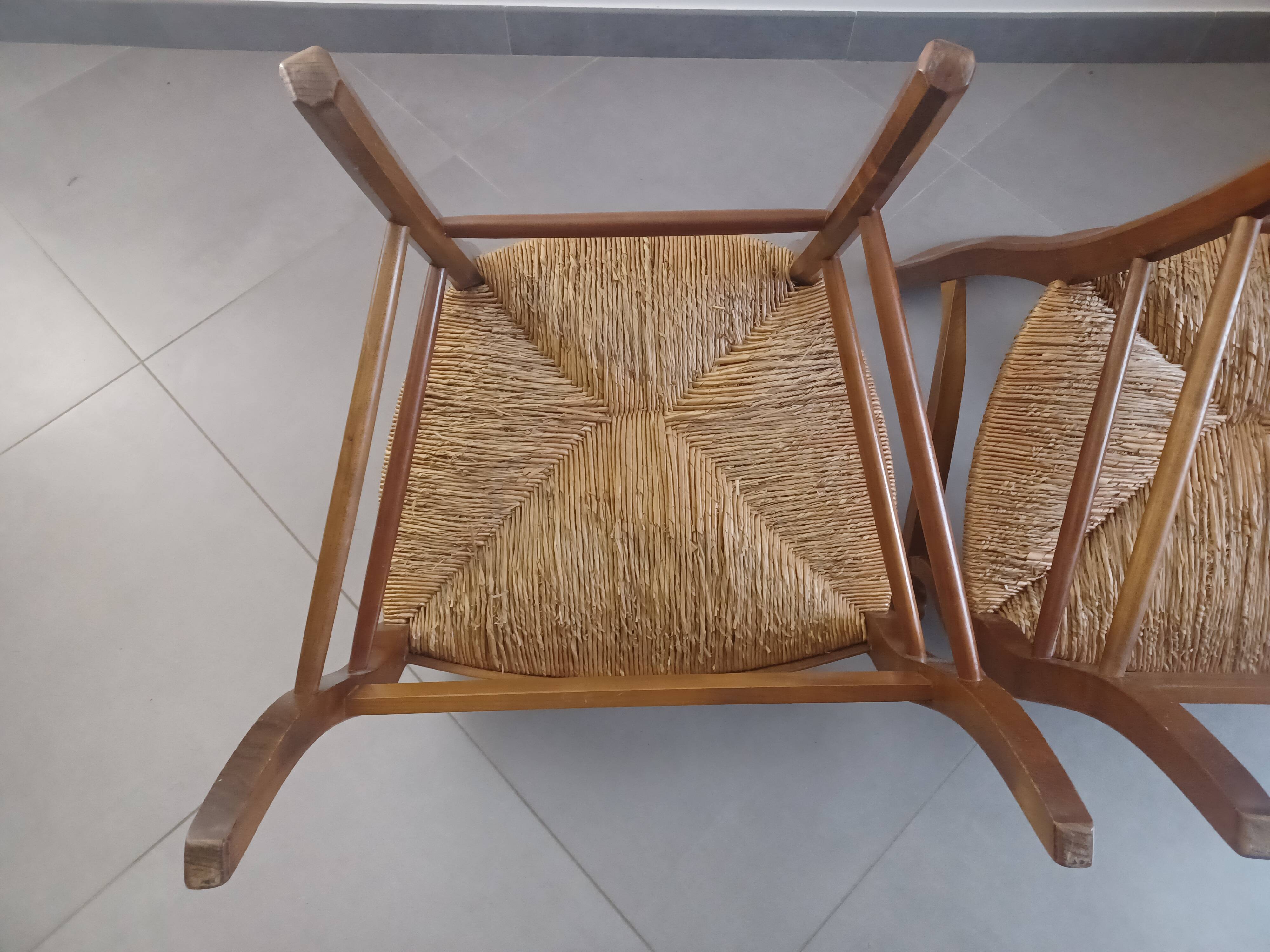 Pair of cherry wood armchairs