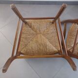 Pair of cherry wood armchairs