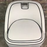 Retro vintage 80's armchair in white velvet with black trim