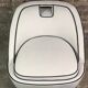 Fauteuil rétro vintage 80's en velours blanc gansé noir