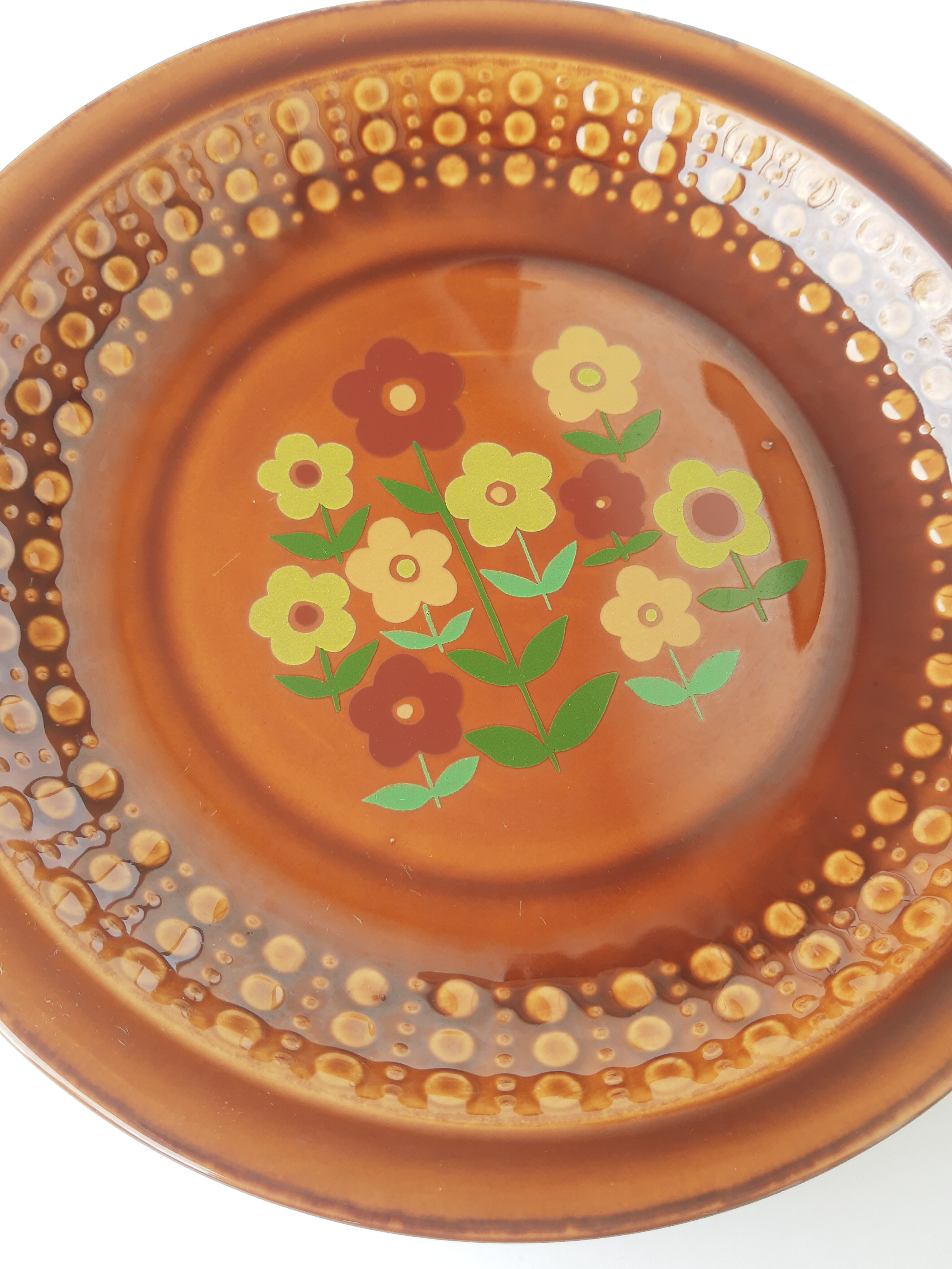 Vintage Tulowice flower deep plate
