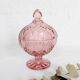 Bonbonnière rose en verre
