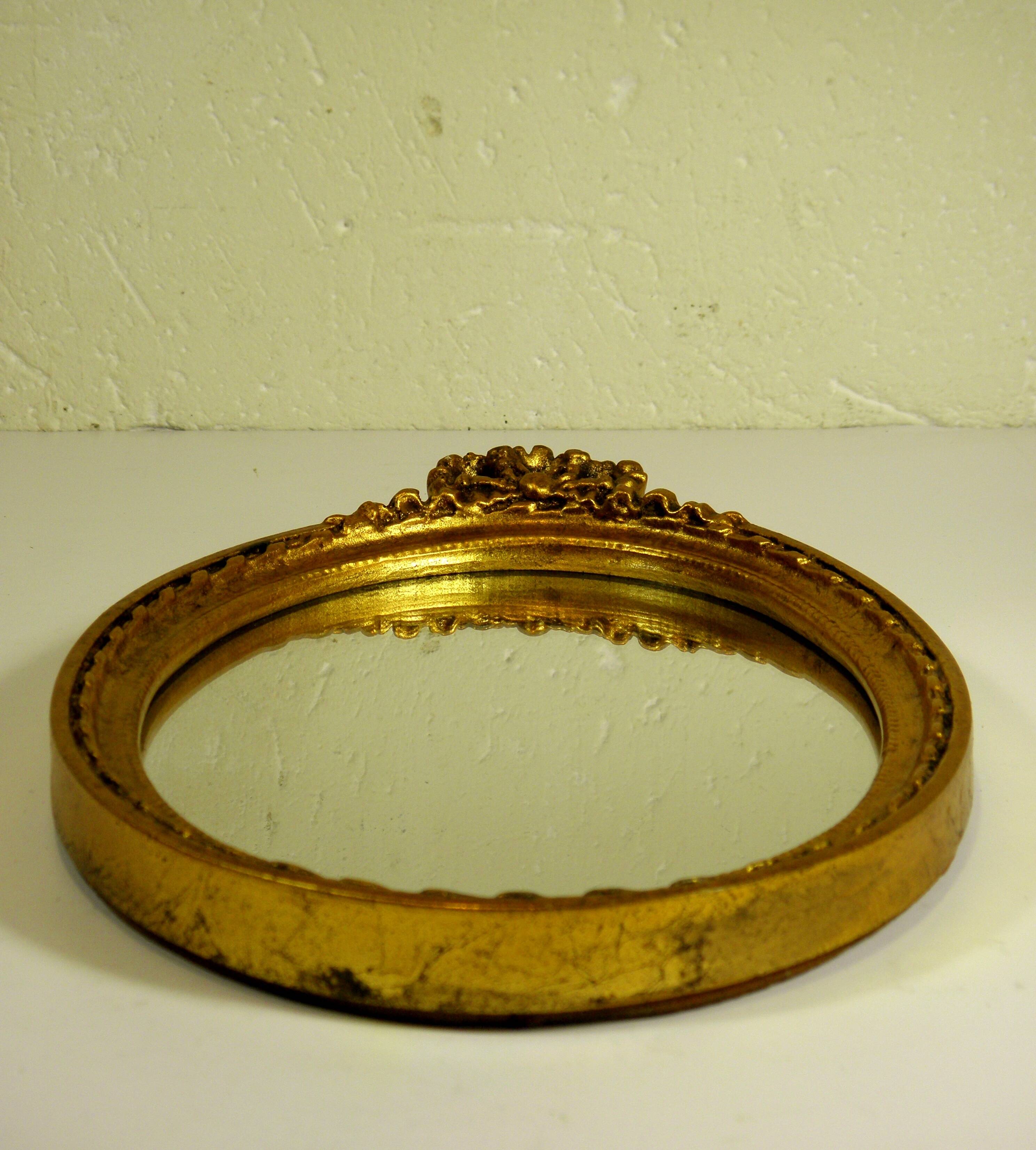Oval mirror gold frame 28 x 20 cm