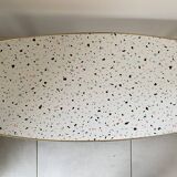 Formica/Terrazzo coffee table with brass compass legs