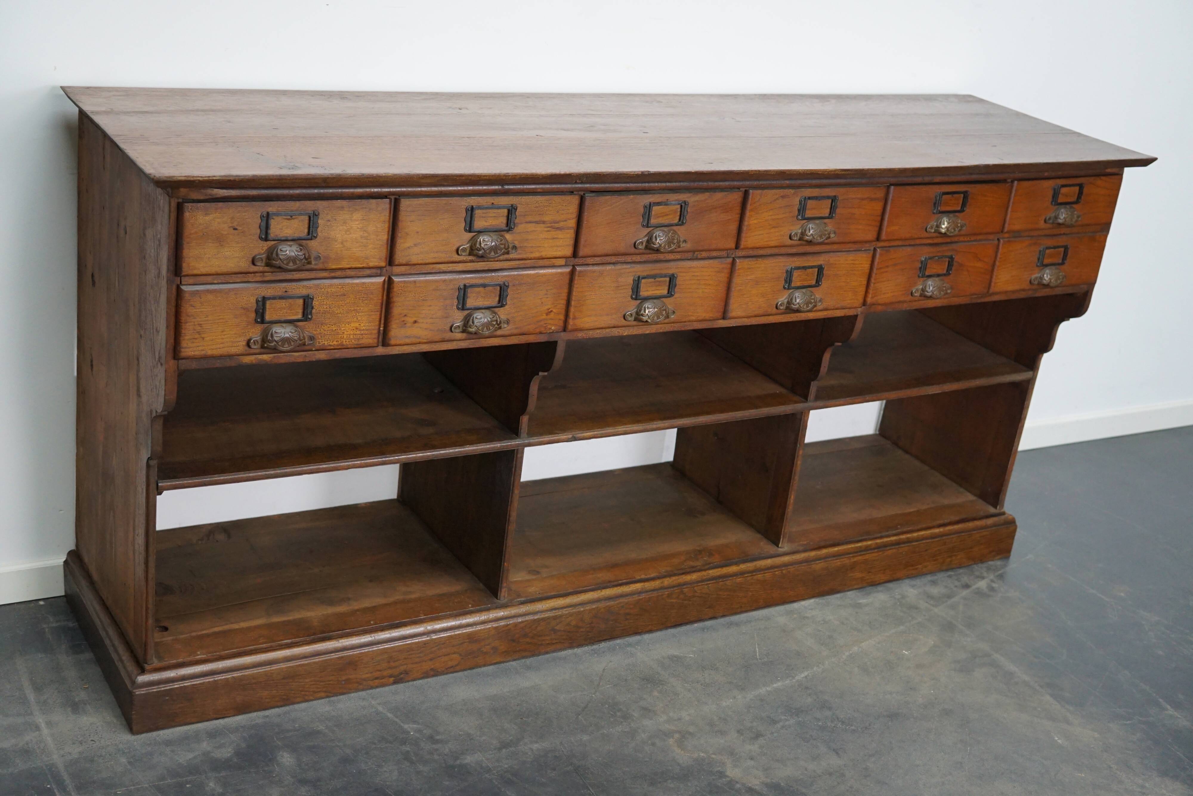 French oak late XIXth century general store shop / display cabinet