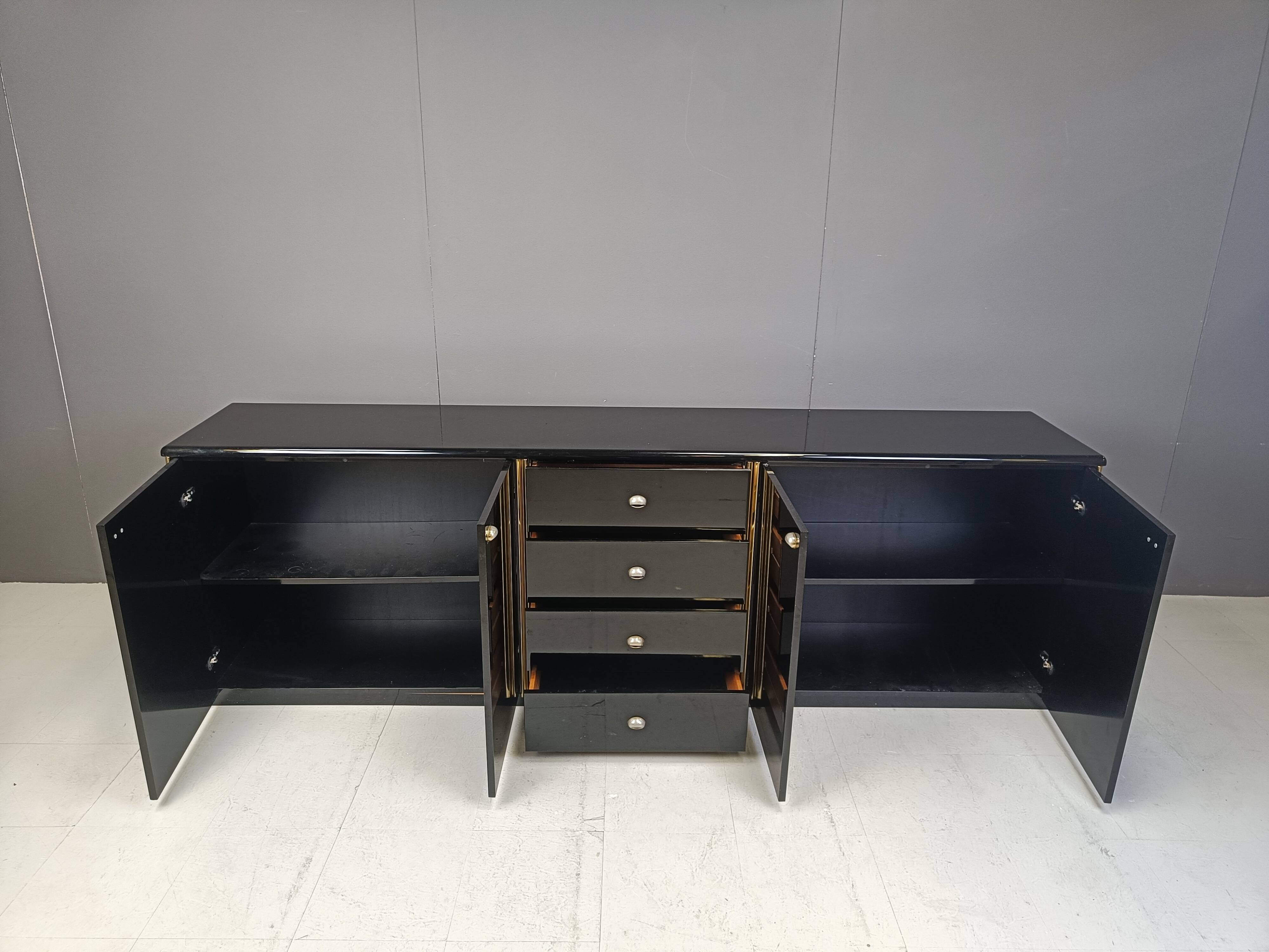 Vintage black lacquer sideboard, 1980s