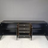 Vintage black lacquer sideboard, 1980s