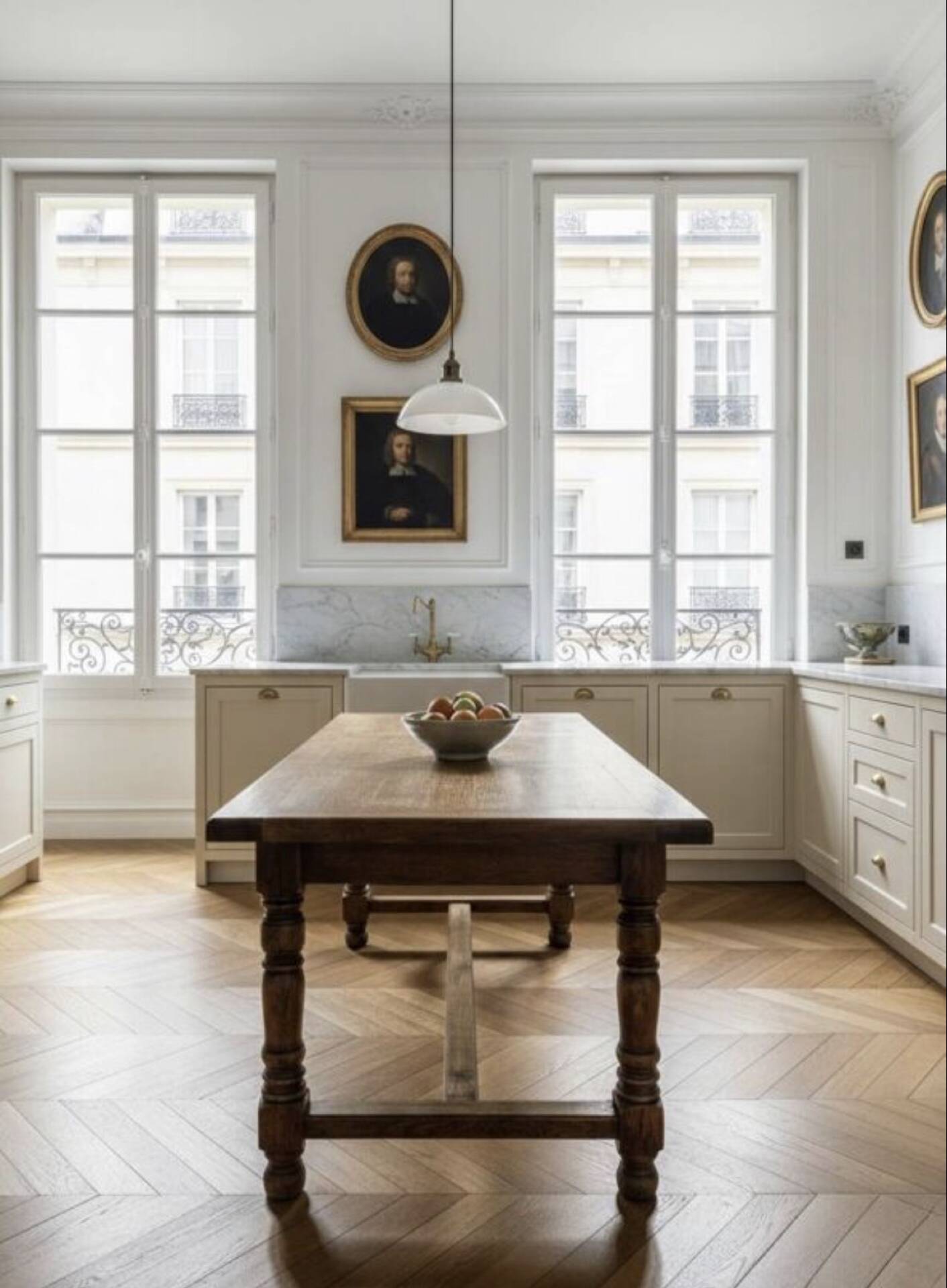 Large farmhouse table made of solid wood