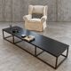 Weighty coffee table with solid iron frame and stone slate table tops, made on commission by architect Alex Vervoordt, Belgium 1990s