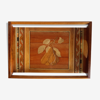 Vintage marquetry wood tray