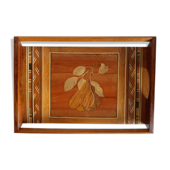 Vintage marquetry wood tray