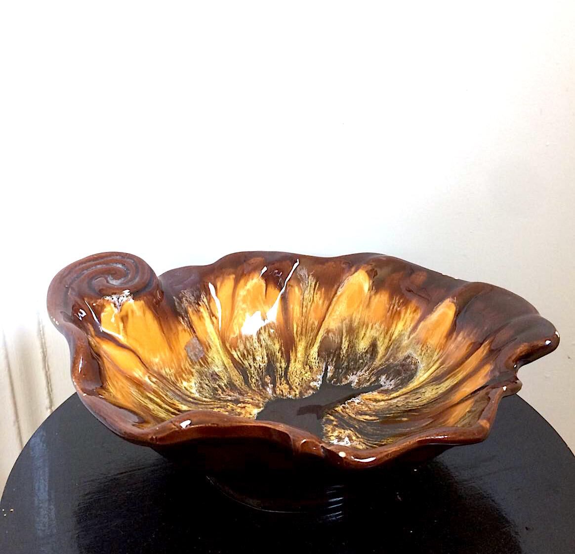 Dish Vallauris in yellow ceramic 1950 signed