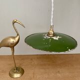 Vintage lampshade pendant light in green enameled sheet metal
