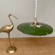 Vintage lampshade pendant light in green enameled sheet metal