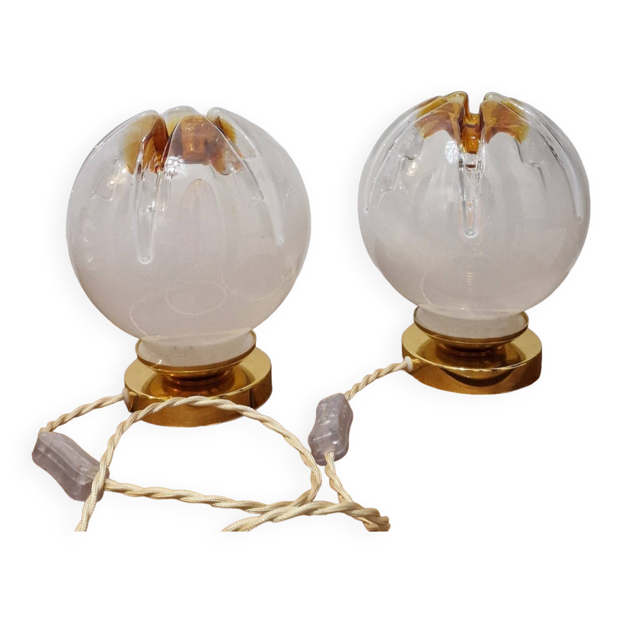 Mazzega globe lamp duo from Murano