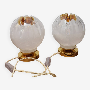 Mazzega globe lamp duo from Murano