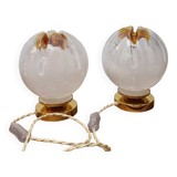 Mazzega globe lamp duo from Murano