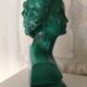 Bust woman 1950 green ceramic