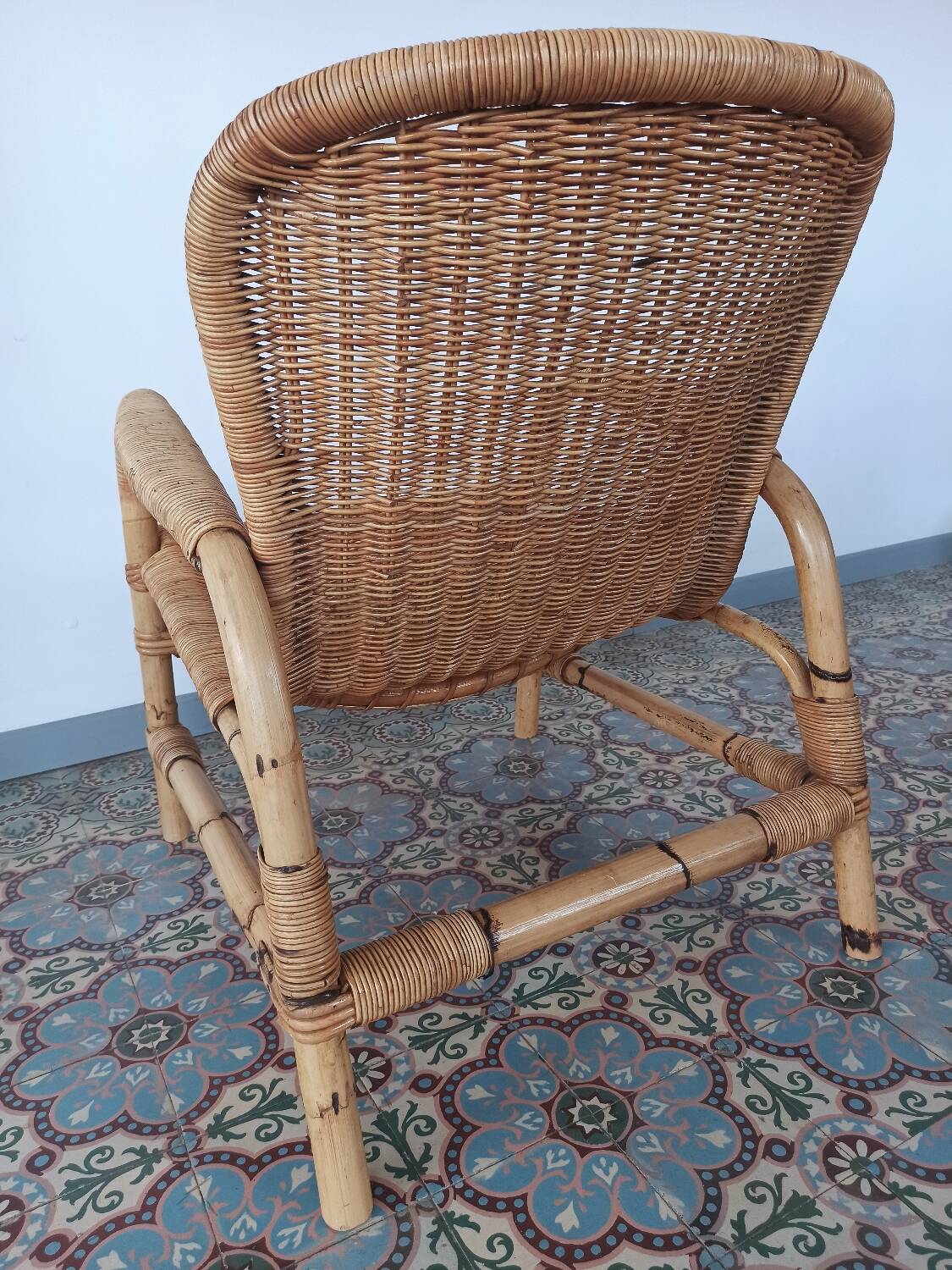 Fauteuil en rotin et bambou, 70's