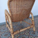 Rattan and bamboo armchair, 70s