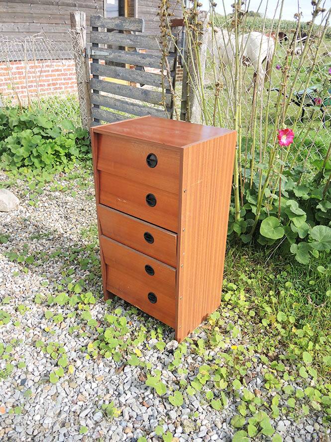 Old Shoe Cabinet with 5 Wooden Lockers