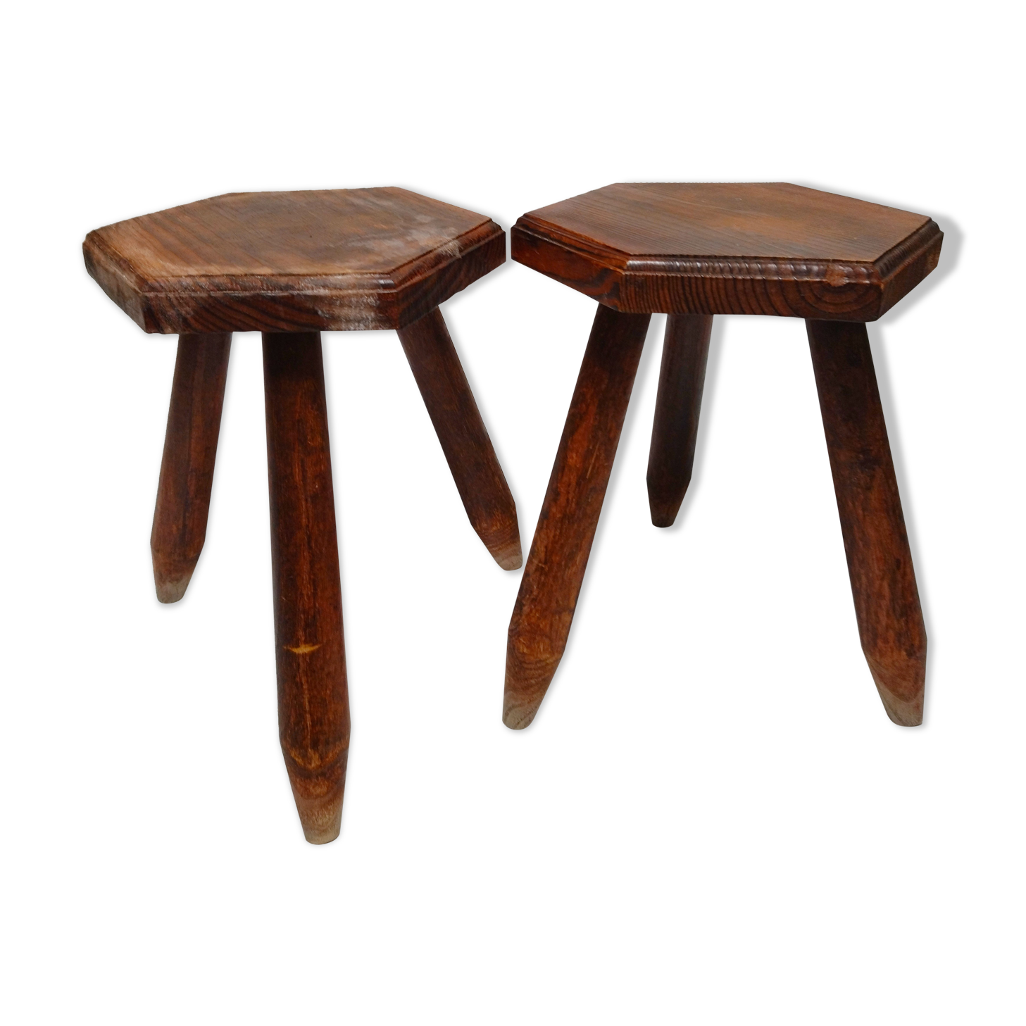 Pair tripods, wooden stools