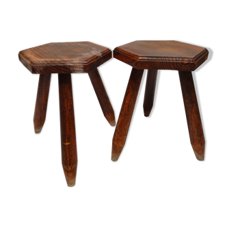 Pair tripods, wooden stools