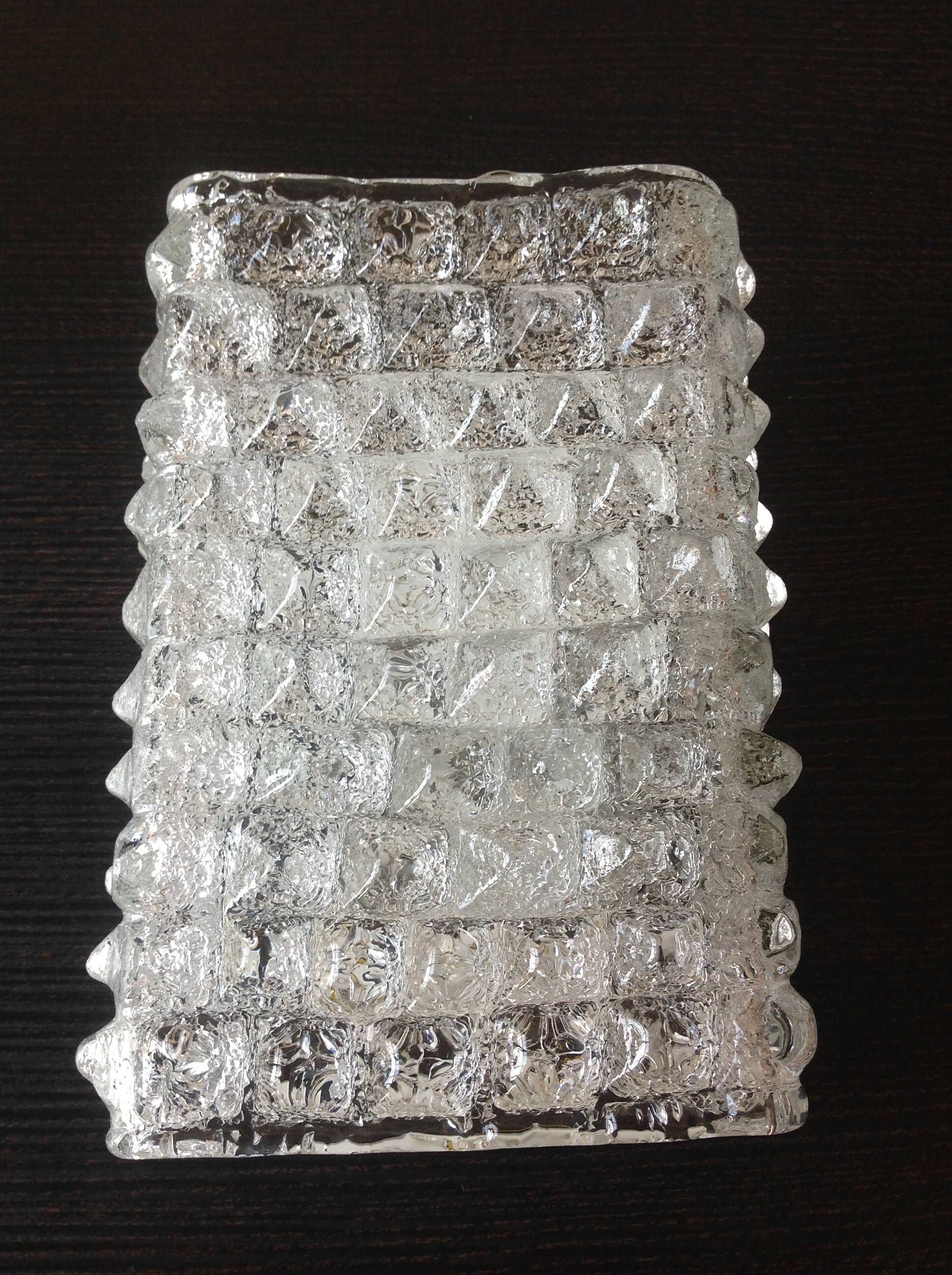 Wall lamp in ice glass and diamond tips / vintage 60s-70s