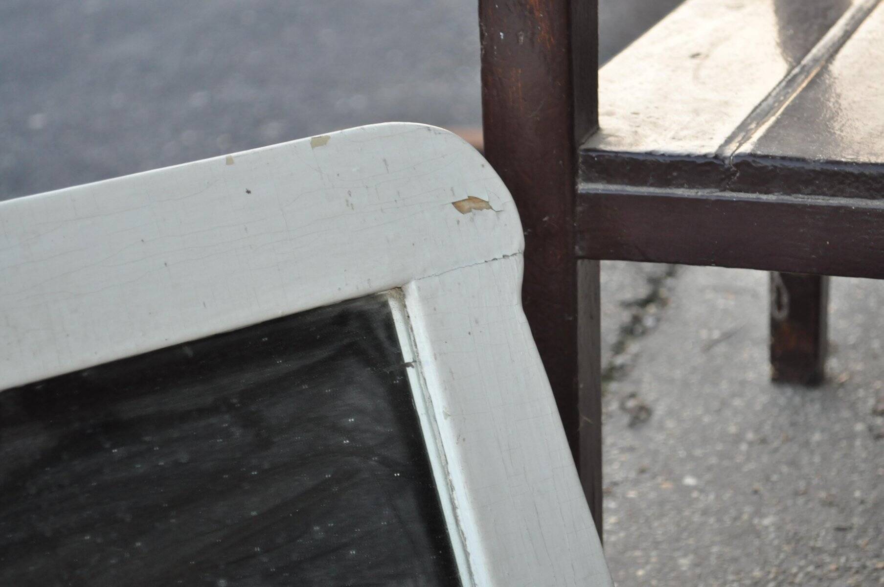 Vintage wall mirror in painted white wood, 1950s, 50.8 x 35.6 cm