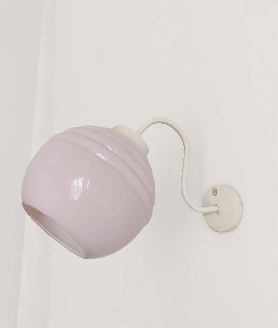 Art Deco pink glass ball wall light