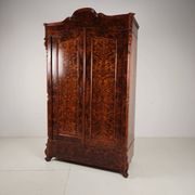19th Century Pine Linen Cupboard / Wardrobe with Flame Veneer