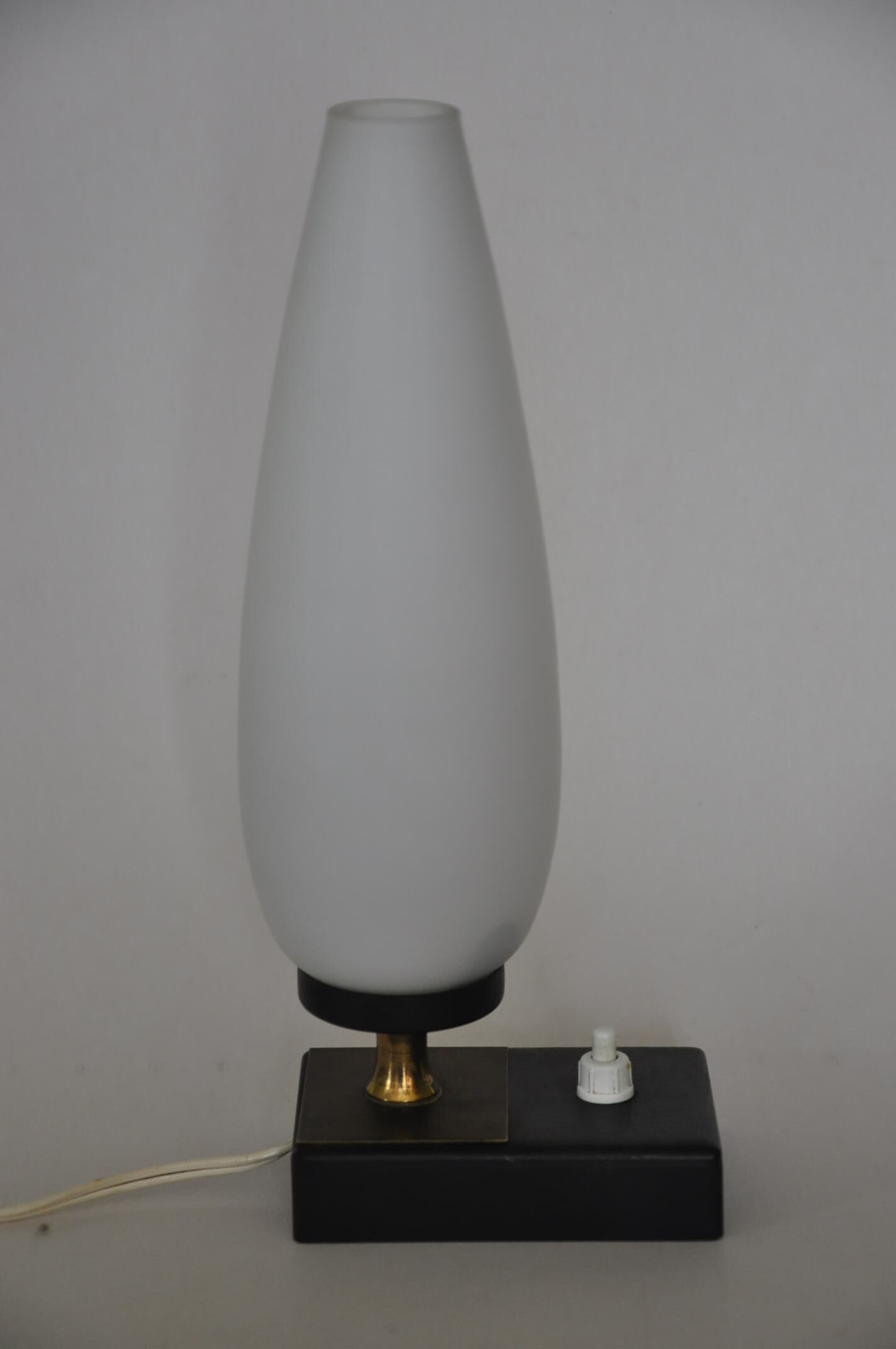 Opaline brass metal lamp 50s
