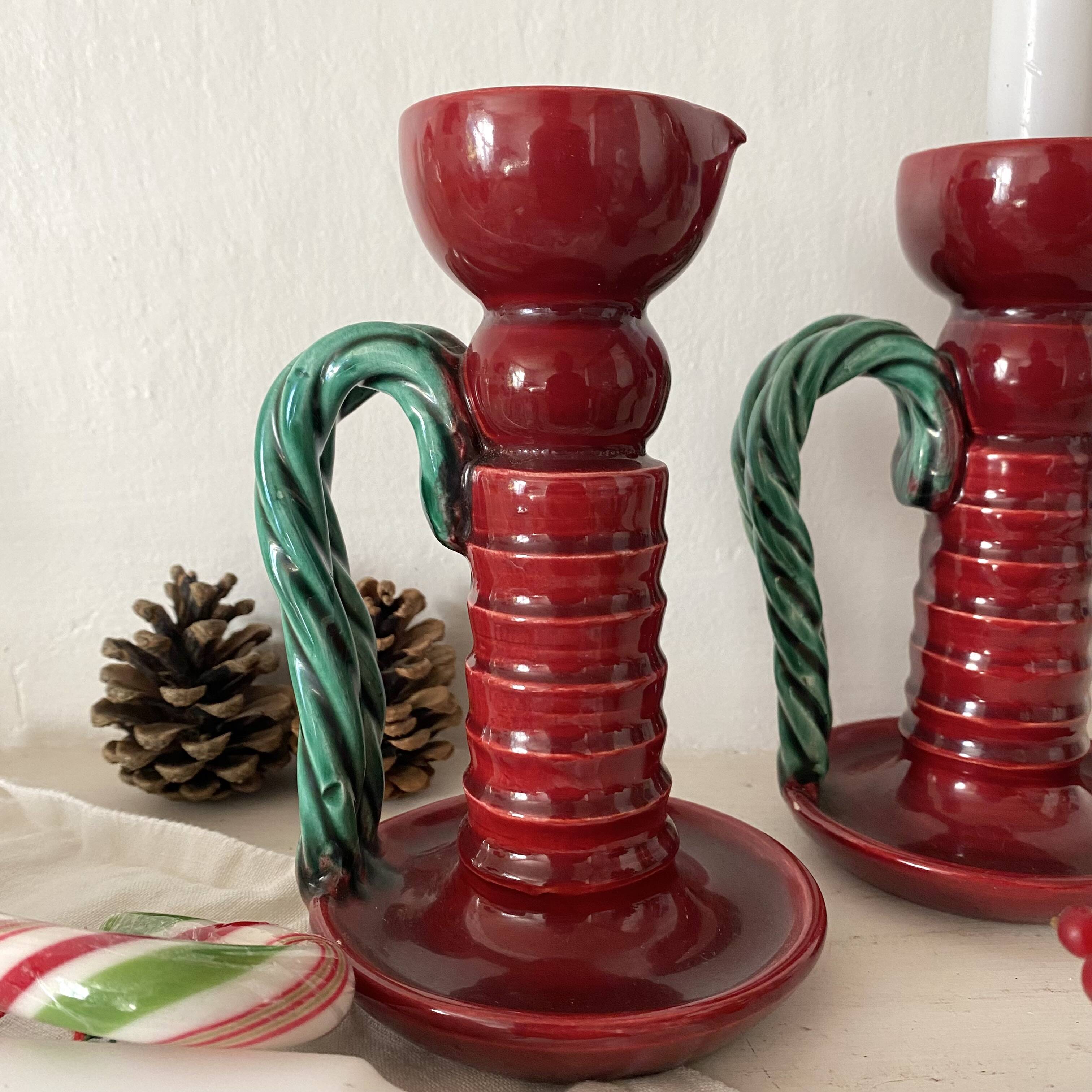 1950s earthenware candlesticks