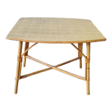Rattan coffee table in vintage vinyl or end of sofa