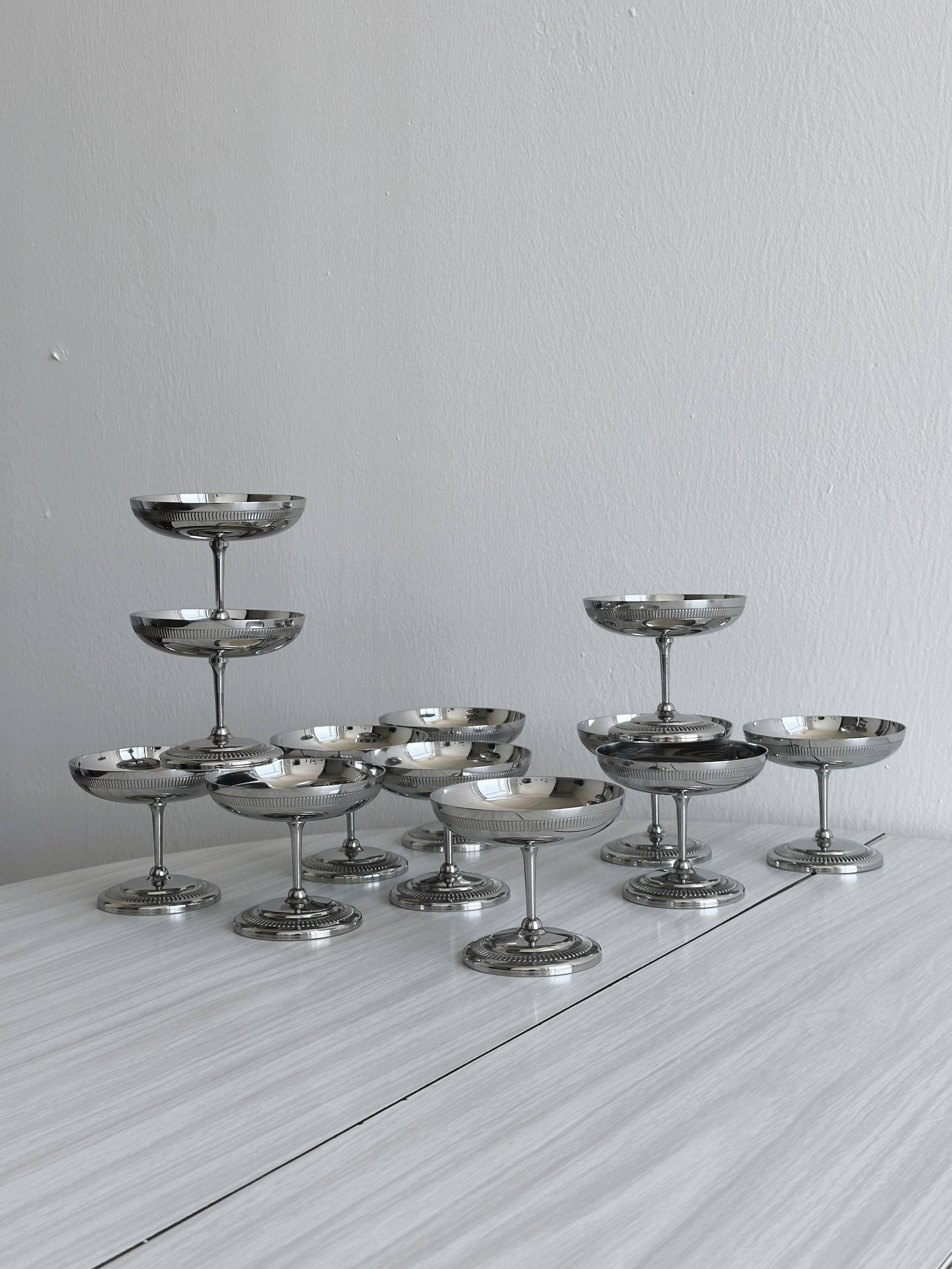 12 stainless steel footed bowls, Letang Remy style