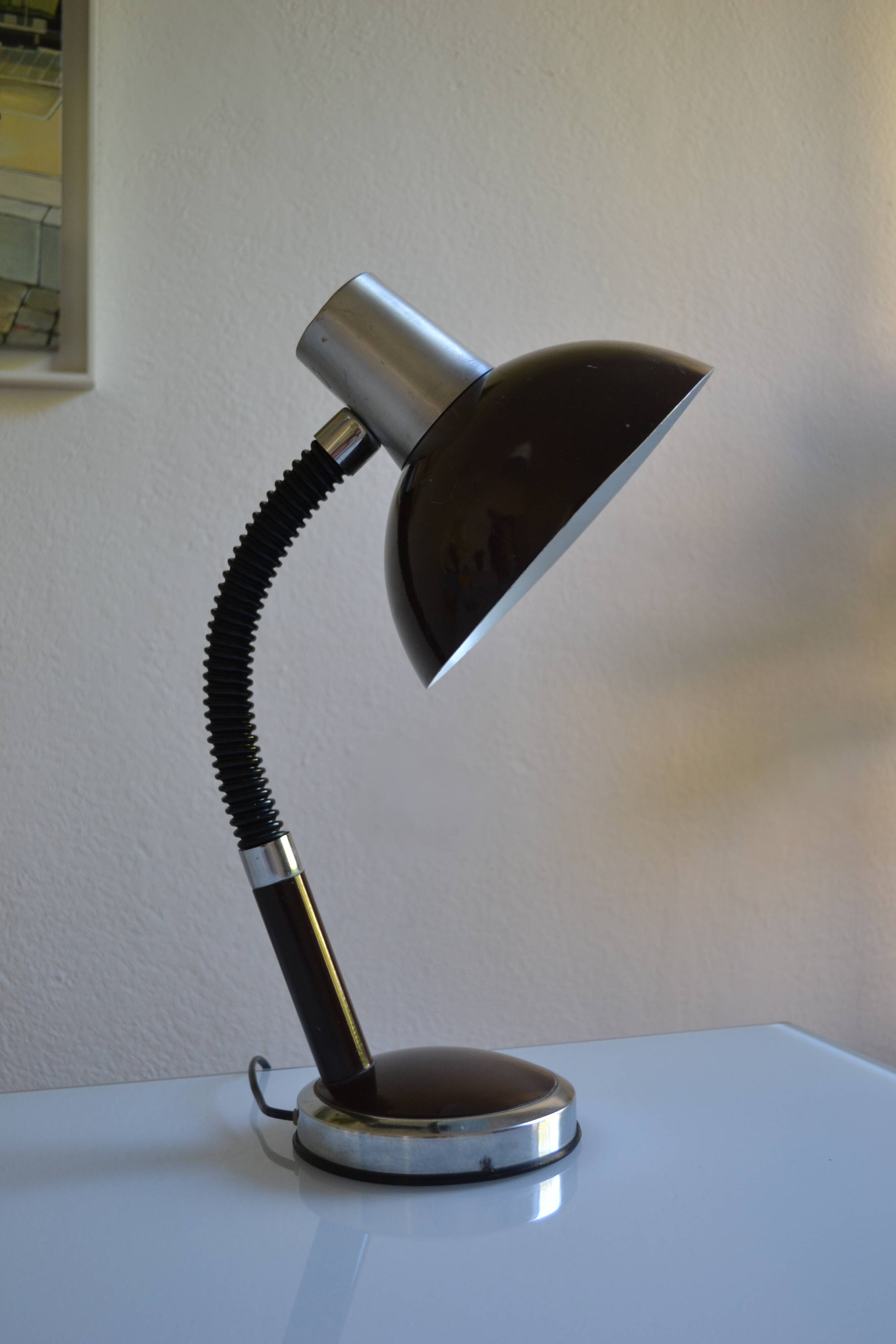 Vintage desk lamp France brown 70s 1970