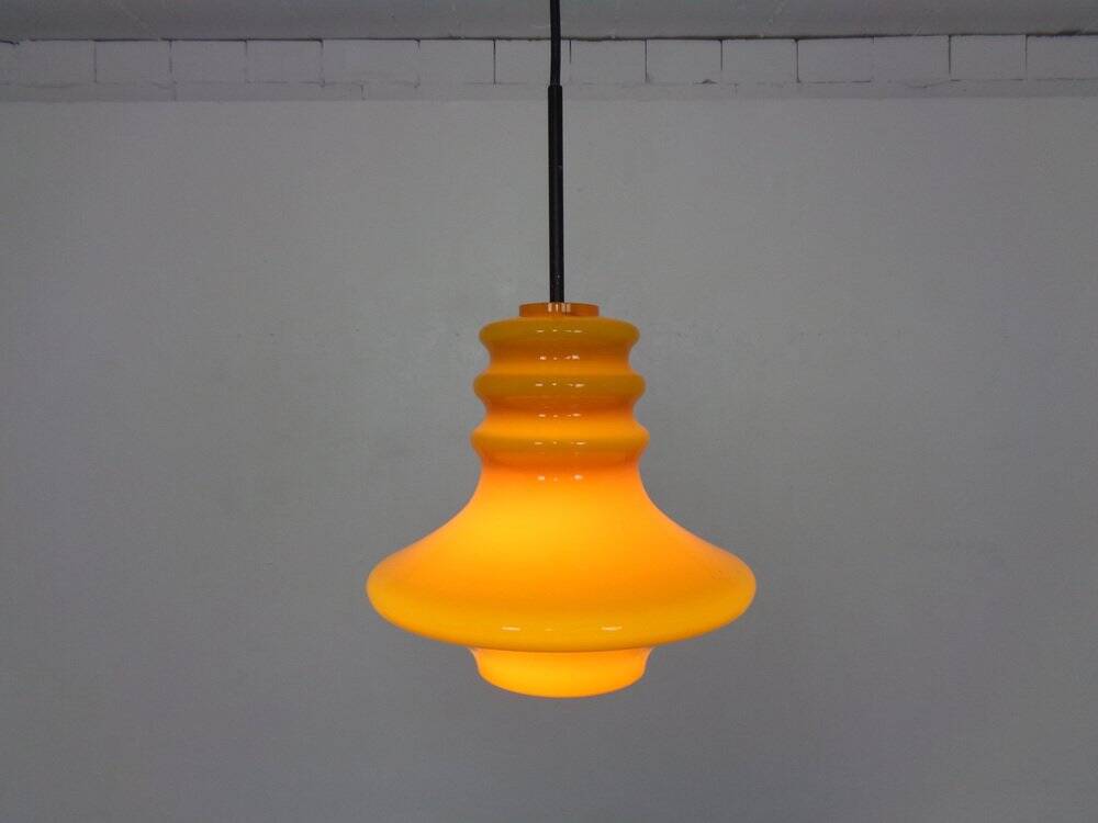 Orange glass ceiling light from Doria, Germany, 1960s.