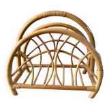 Rattan and bamboo magazine rack from the 60s