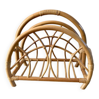 Rattan and bamboo magazine rack from the 60s