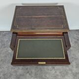 Louis XVI style mahogany game table, dressing table, and secretary.
