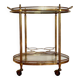 Vintage serving trolley in gilded brass and glass
