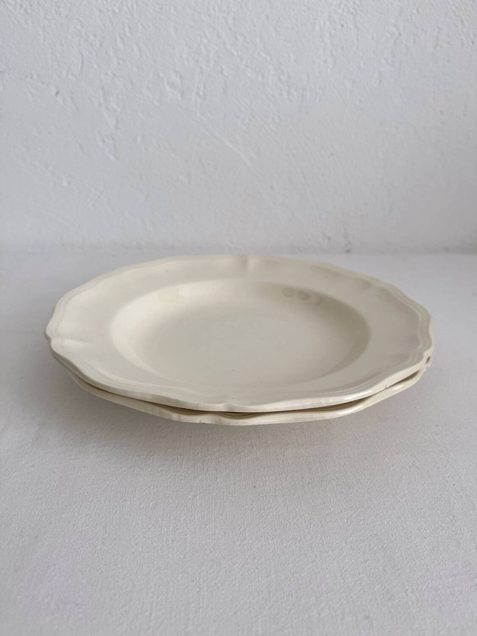 2 ivory fluted earthenware soup plates Sarreguemines