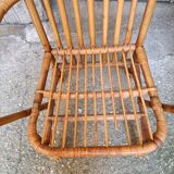 Pair of vintage rattan armchairs
