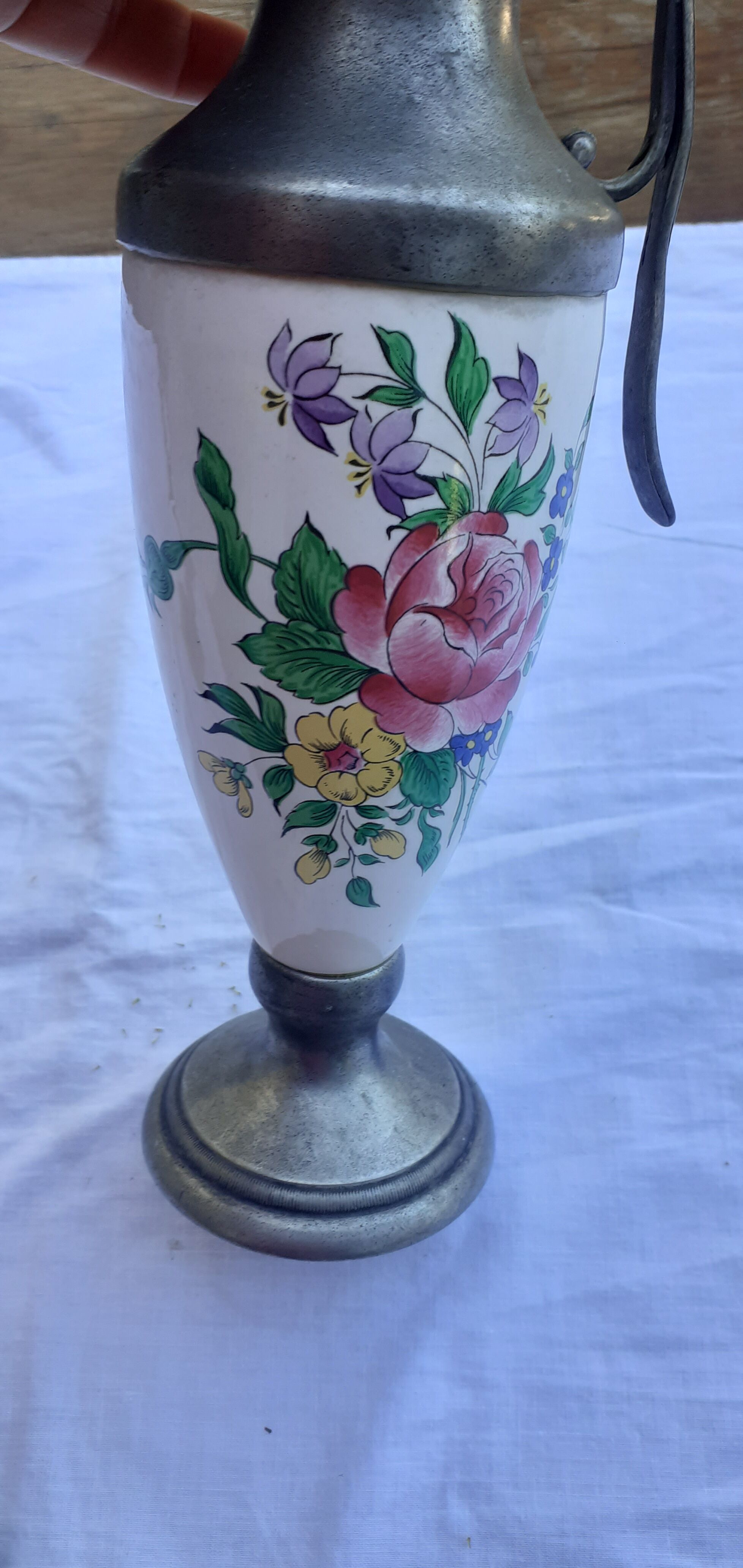 Tin and porcelain vase