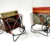 Vintage Vinyl Storage • 45 RPM Holder • Lacquered Metal • Scoubidou • 1950