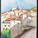 André Duculty (1912-1990) Watercolor on paper "Mediterranean Landscape" Monogrammed lower right