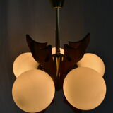 Midcentury Wood Chandelier, 1970s