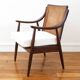 Fauteuil vintage en cannage - Restauré - Assise neuve